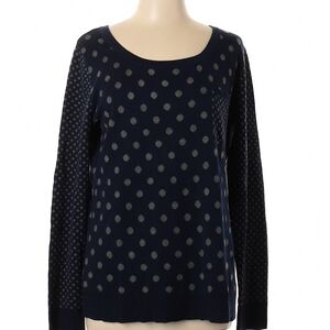 New Directions Navy Blue and Gray Polka Dot Sweater XL